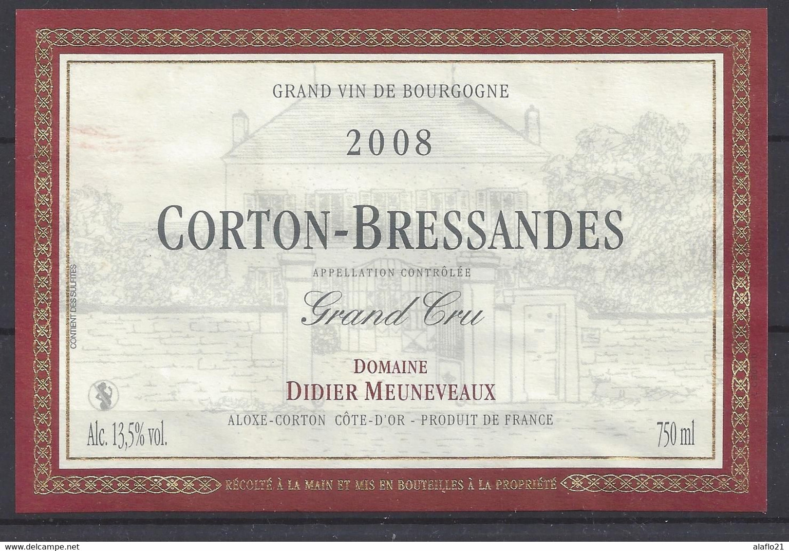 ETIQUETTE CORTON-BRESSANDES 2008 - Domaine MEUNEVEAUX - Bourgogne