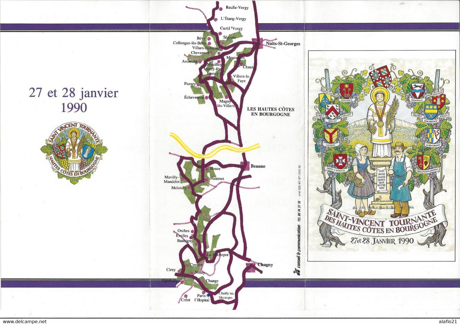 BOURGOGNE - DEPLIANT ST-VINCENT TOURNANTE 1990 - Tourisme & Régions