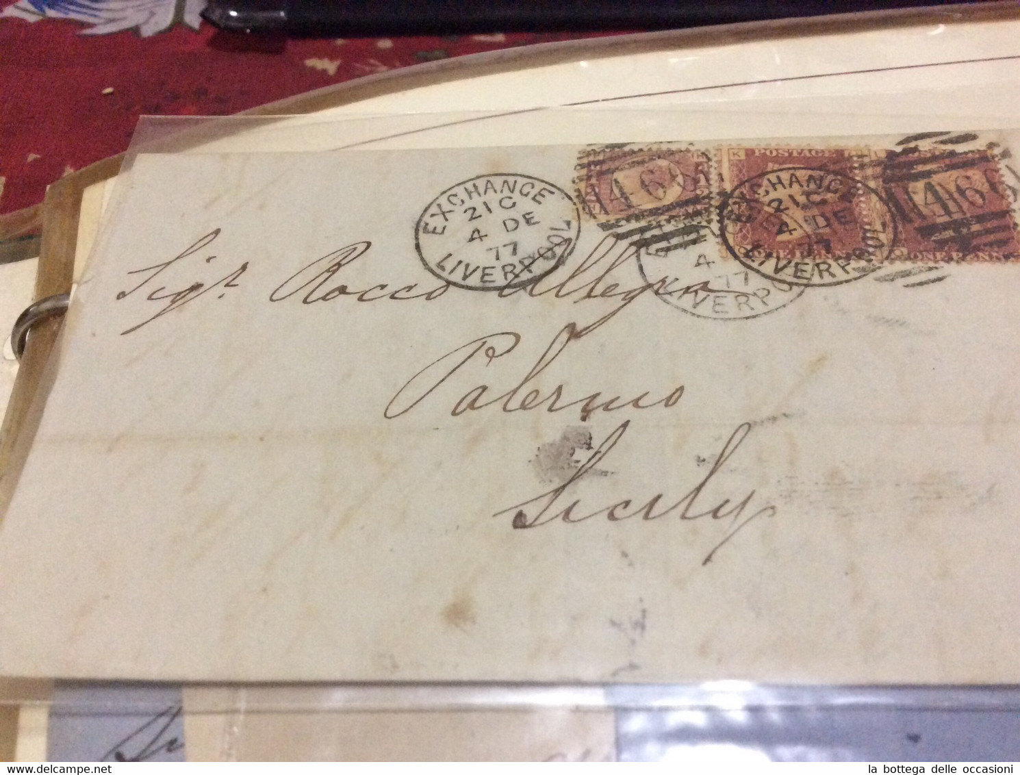 Gran Bretagna Great Britain Histoire Postale Liverpool For Sicily 1877 - Briefe U. Dokumente