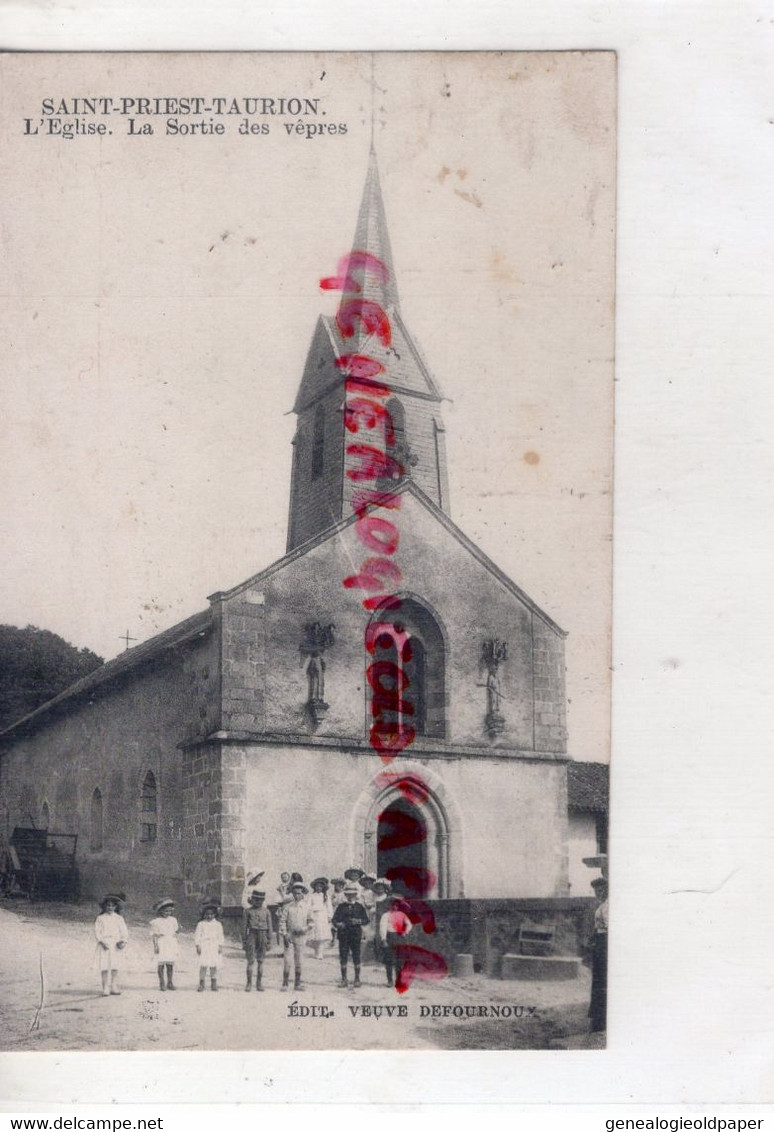 87- ST SAINT PRIEST TAURION - EGLISE LA SORTIE DES VEPRES - EDITEUR VVE DEFOURNOUX - Saint Priest Taurion