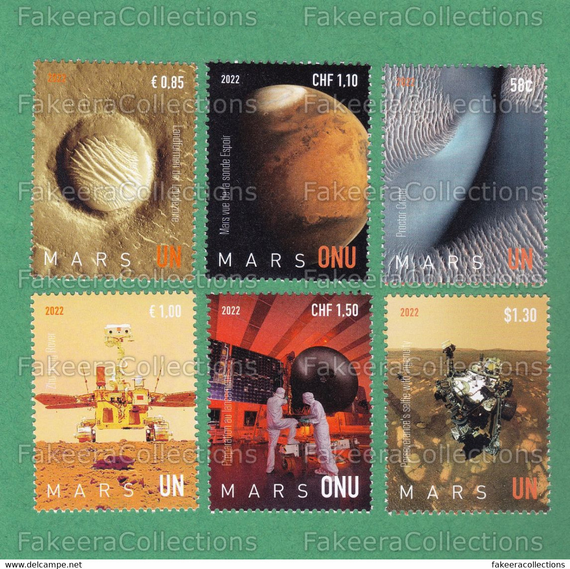 UNITED NATIONS / UNO / UN 2022 - PLANET MARS 2020 6v MNH ** - USA NASA Mars Mission, UAE Mars Hope Probe, CHINA Tianwen - Nordamerika