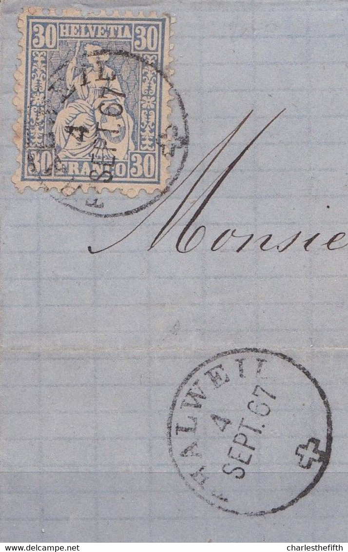 DEVANT DE LETTRE SUISSE 1867 - HELVETIA ASSISE De THALWEIL ( Thalwil ) Vers NAPLES + PD - Lettres & Documents
