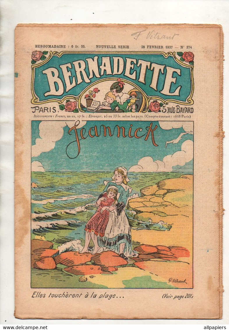 Bernadette N°374 Chanson Des Vieux Portraits - Partition Et Paroles La Bergère & Le Fils Du Roi - Marie Poussepin...1937 - Bernadette