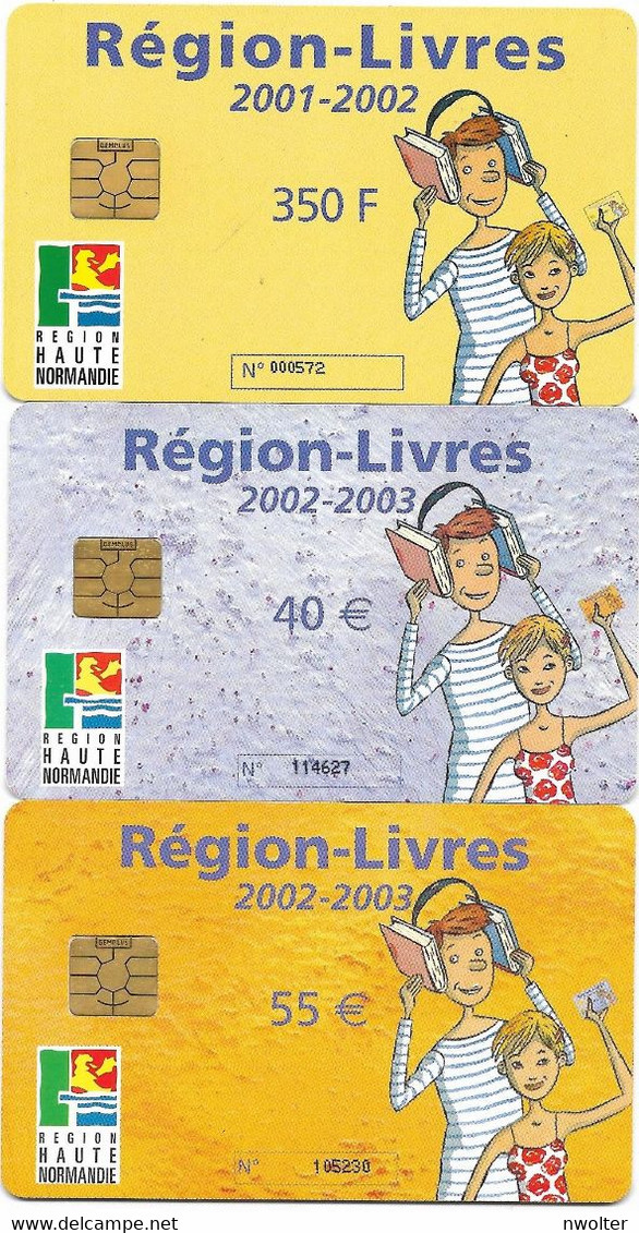 @+ Lot De 3 Cartes à Puce Livres - Région Normandie (France) - Other & Unclassified