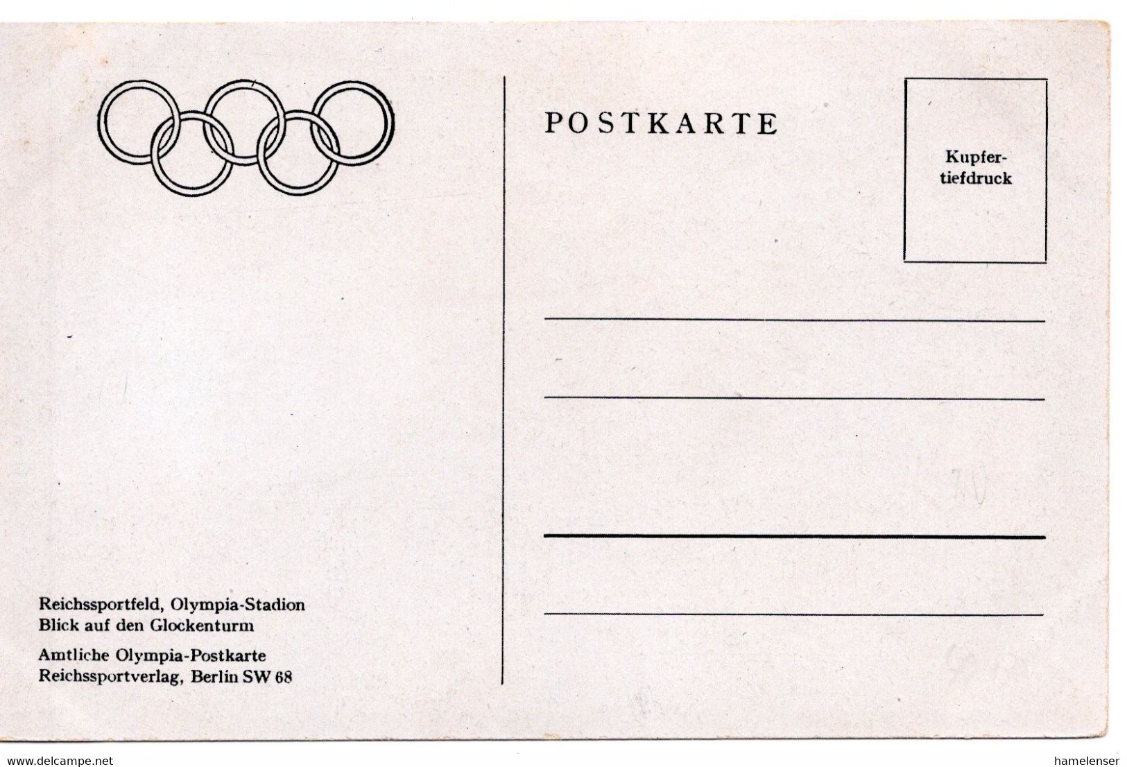 56278 - Deutsches Reich - 1936 - Ansichtskarte "Reichssportfeld", Ungebraucht - Juegos Olímpicos