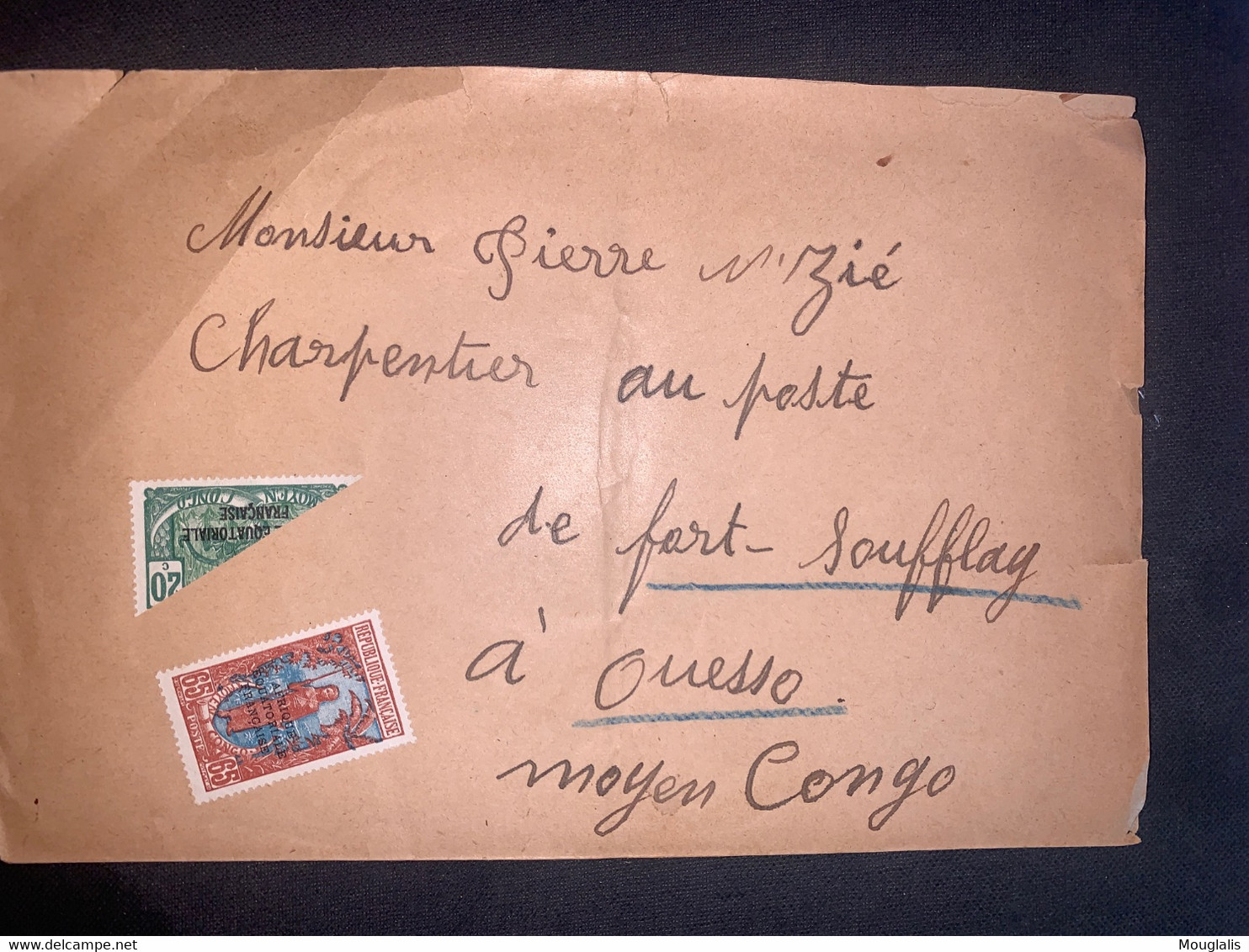 Lettre Colonies Françaises Congo 2 Timbres No 99 Et Demi Timbre No 94 Fort Soufflay Oblitérée Au Dos - Covers & Documents