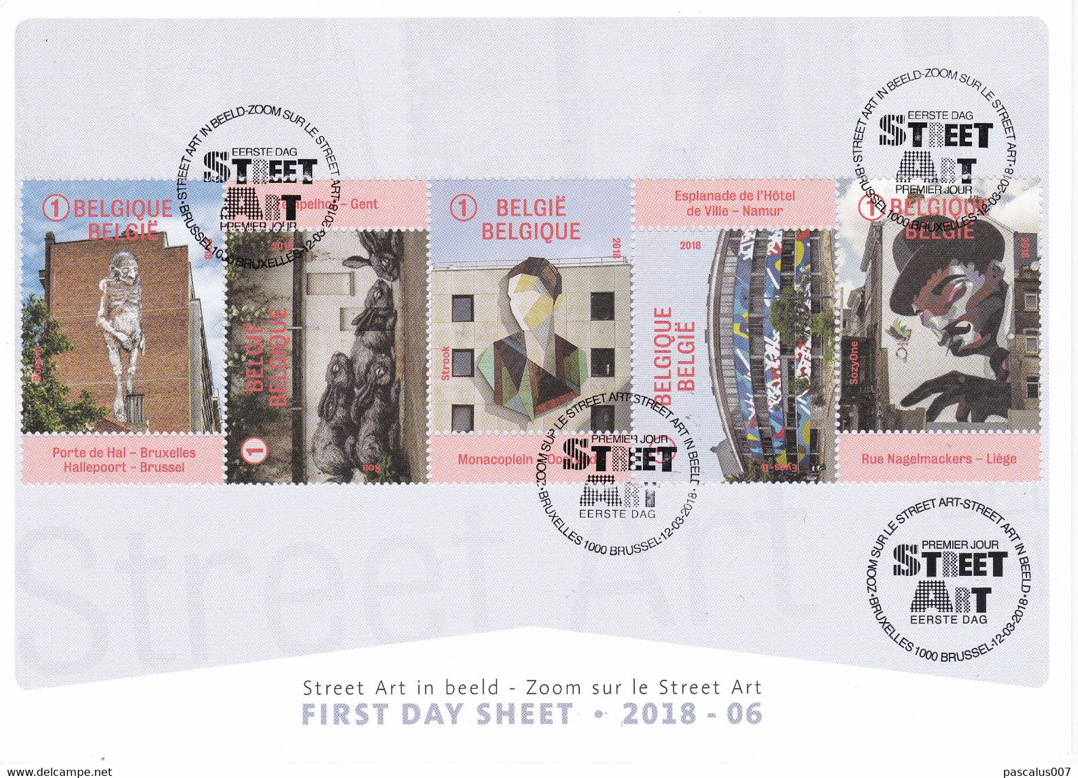 13   BL   2018-06 Belgique A5 FDS First Day Sheet  Art Zoom Street Bruxelles 1000 Brussel 12-3-2018 084702 - 2011-2014