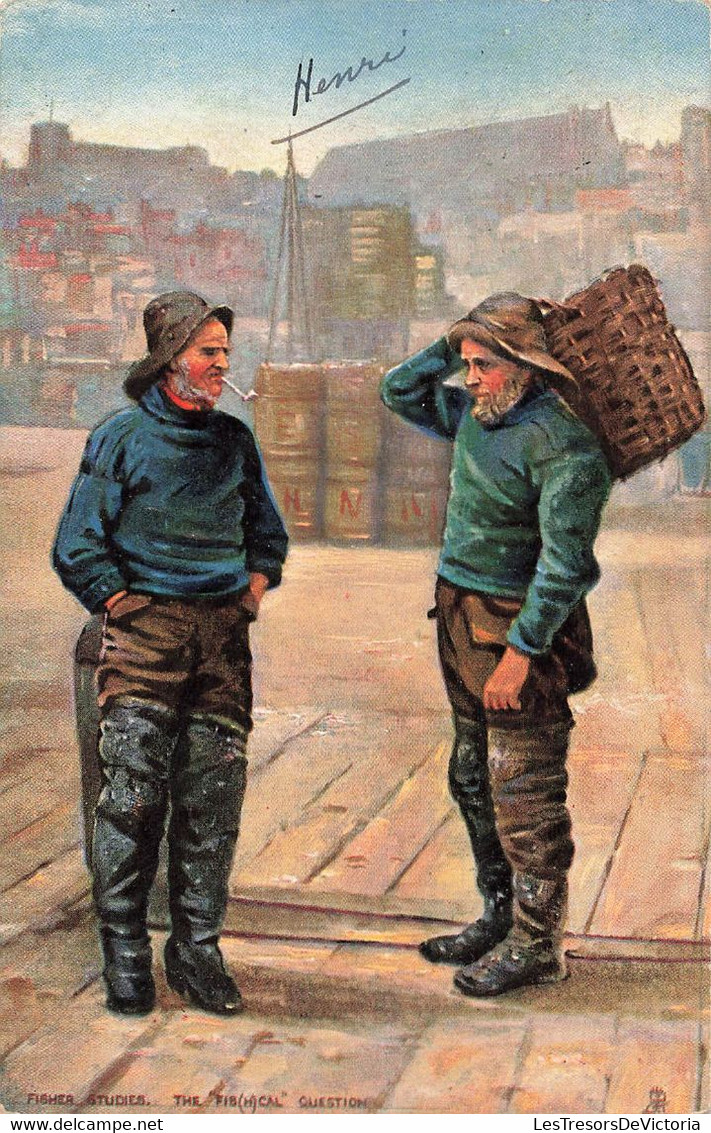 CPA Peche - Fisher Studies - The Fis(h)cal Question - Deux Pécheurs Sur Le Port - Pipe Et Panier - Oilette - Tuck & Sons - Fishing