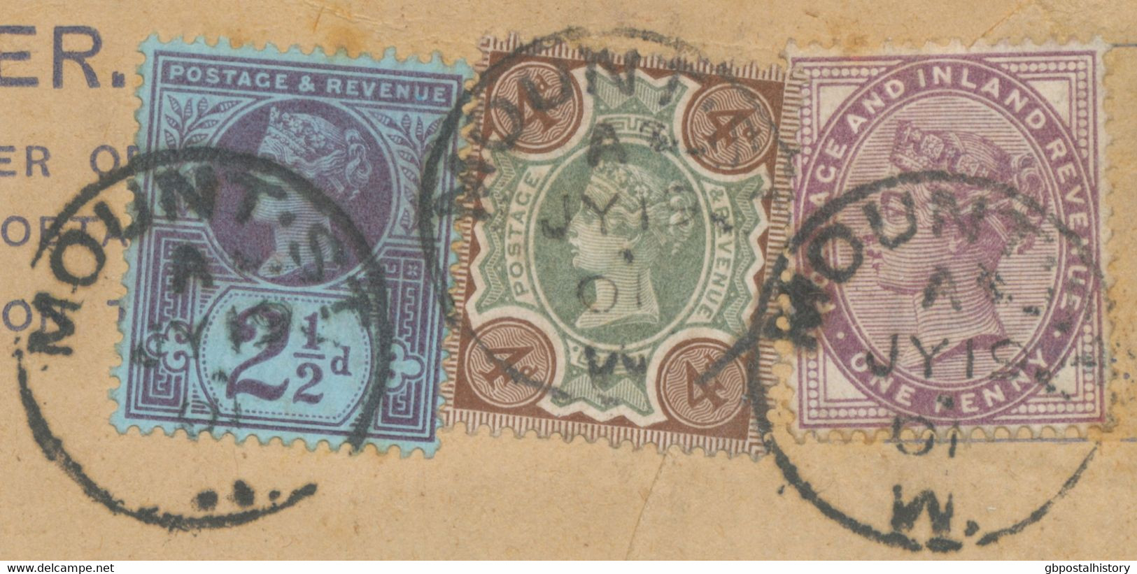 GB 1901, QV 2d Superb Postal Stationery Registered Envelope Size H, Uprated With 1d Lilac And Jubilee 2½d And 4d Tied By - Storia Postale