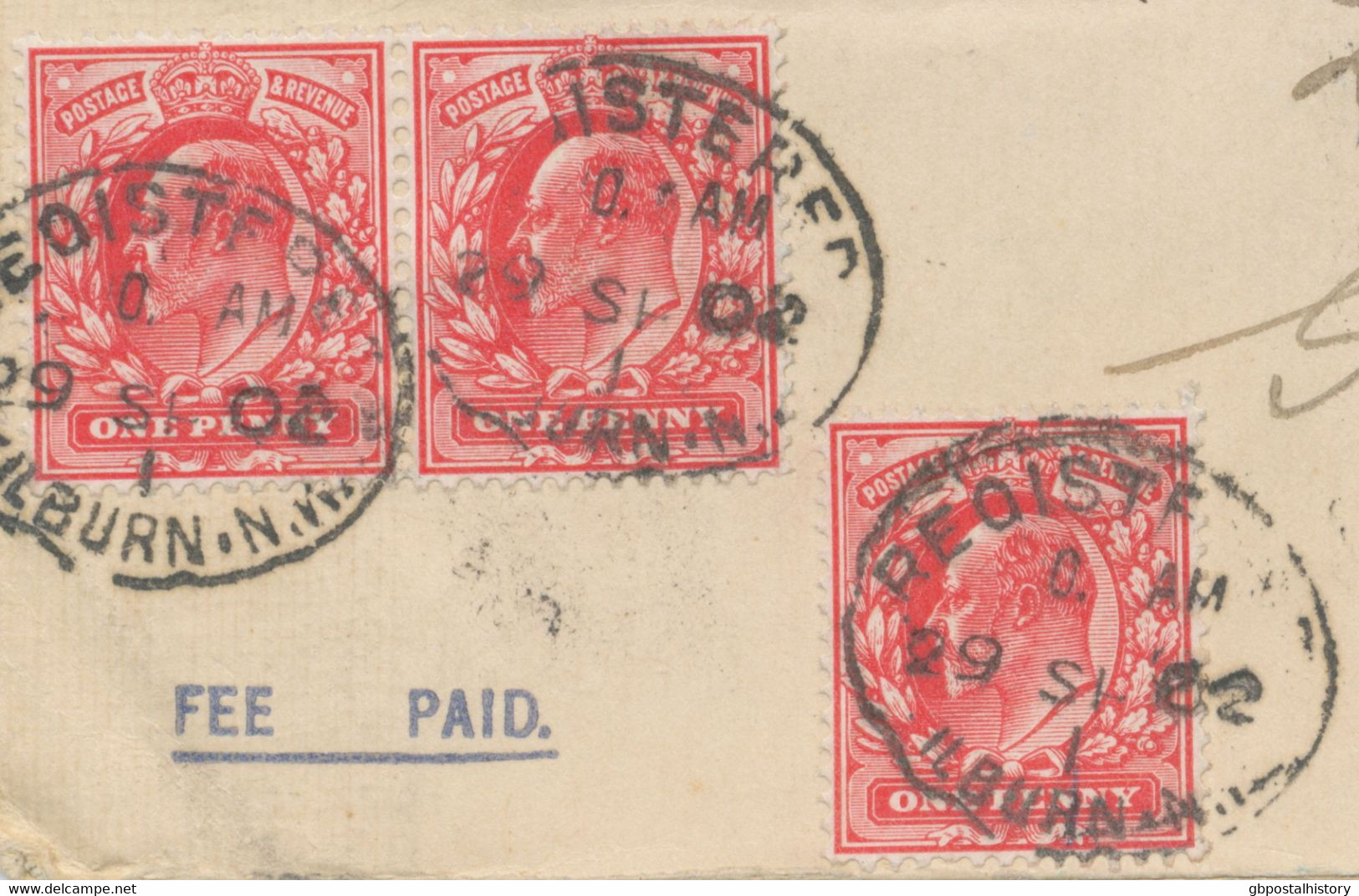 GB 1902, EVII Superb Used 3d Postal Stationery Registered Envelope Scarce Size H Uprated With 1d Red (10 X, Within Block - Covers & Documents