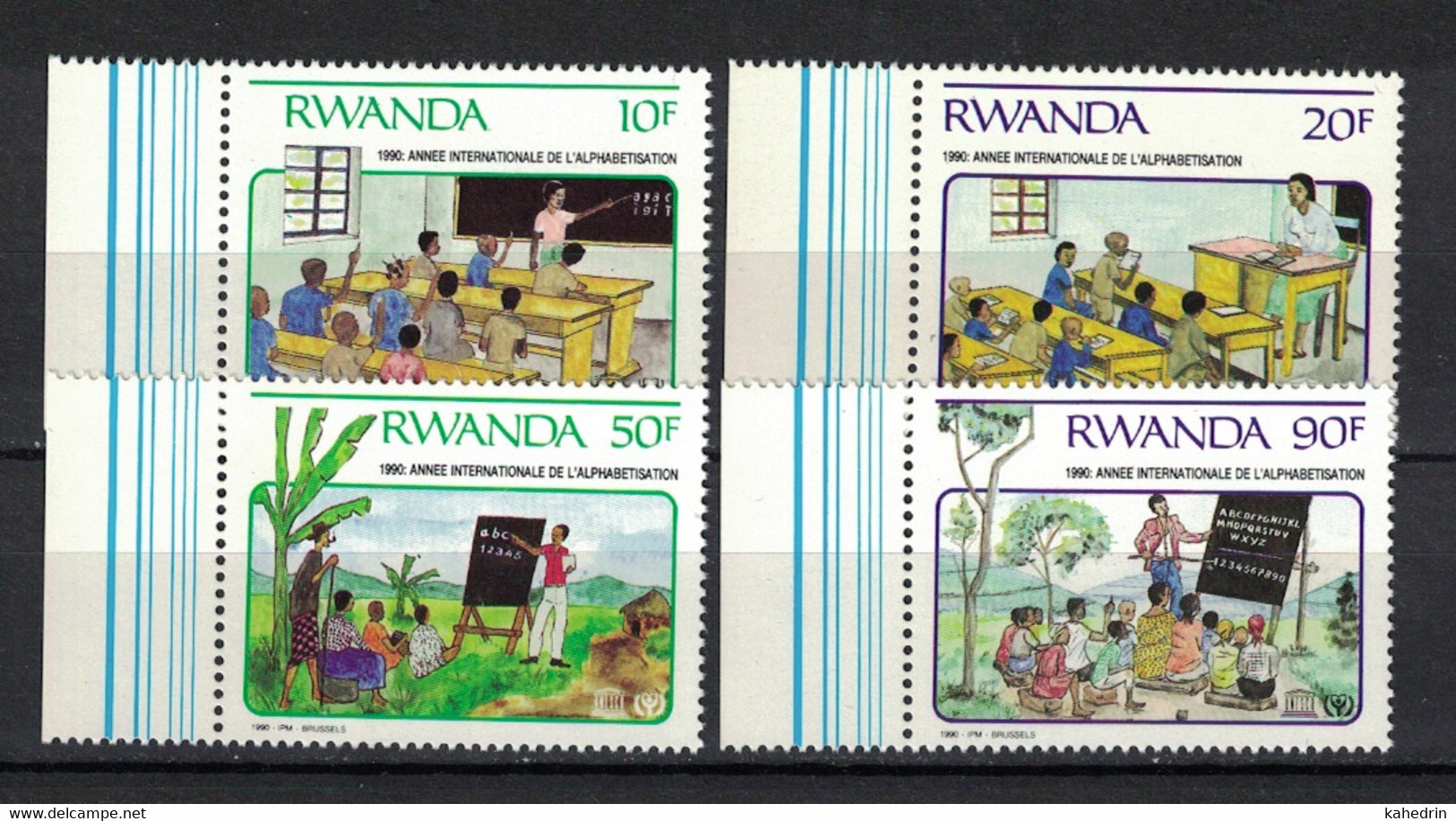 Rwanda 1990 / 1991, Education Alphabétisation School Children Unesco **, MNH, Margin - Ungebraucht