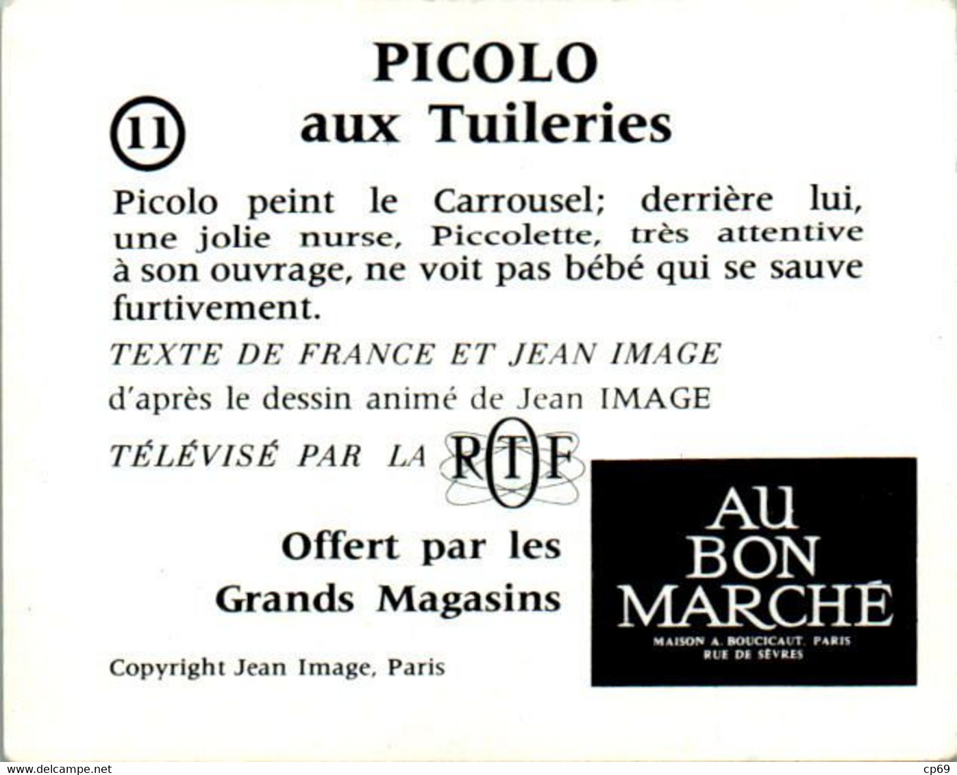 Image Picolo & Piccolette N°11 Télévision Courte Série TV Jean Image RTF Société ORTF Picolo Aux Tuileries Peu Courante - TV Series