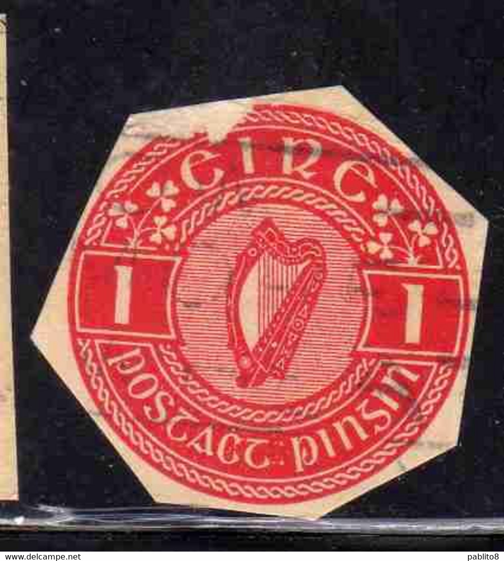 EIRE IRELAND IRLANDA 1942 POSTAL STATIONERY HARP 1p USED USATO OBLITERE' - Entiers Postaux