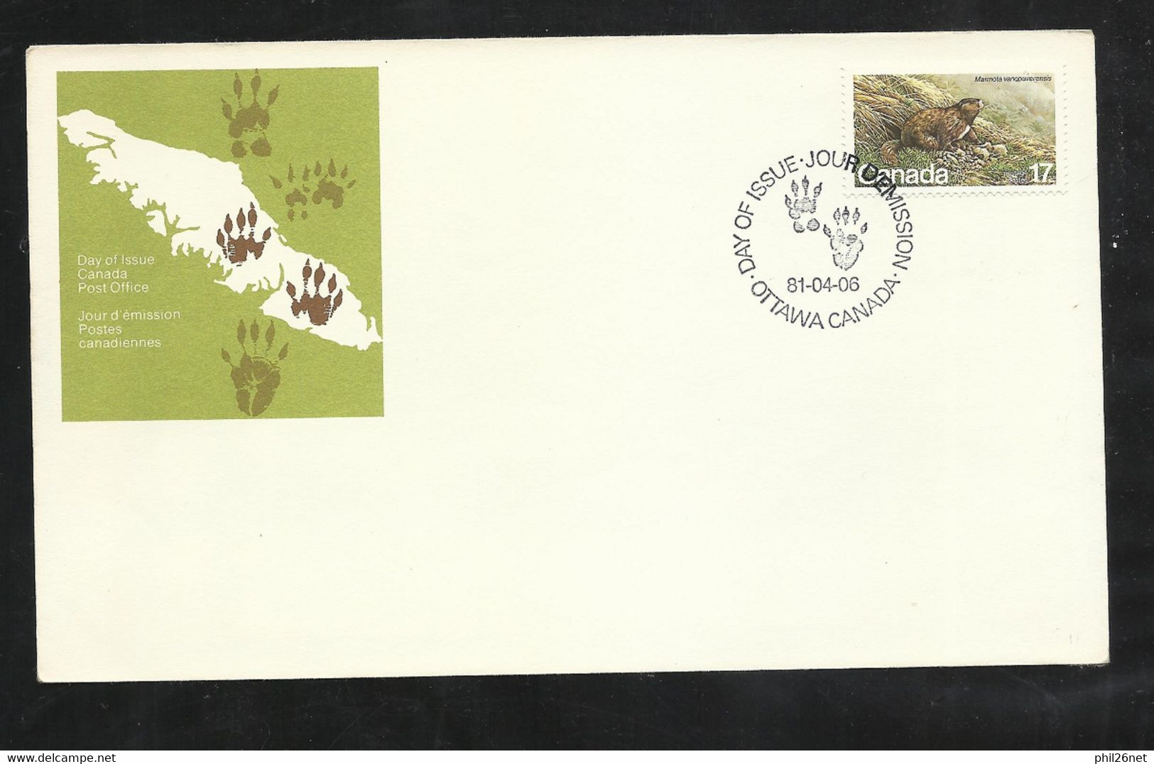 Canada Lettre Premier Jour FDC Ottawa Le 06/04/1981 N° 762 Marmota Vancouverensis    B/TB Voir Scan Soldé ! ! - 1981-1990