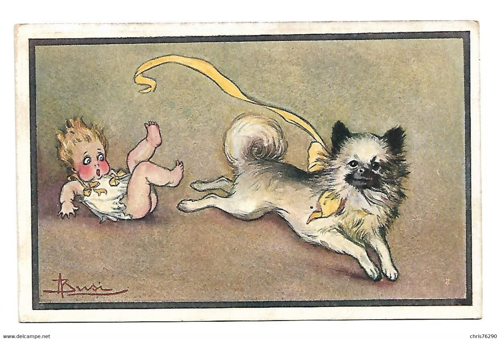 CPA Fantaisie Illustrateur Adolfo BUSI Chien Bébé Dog Baby Hund 1920 - Busi, Adolfo