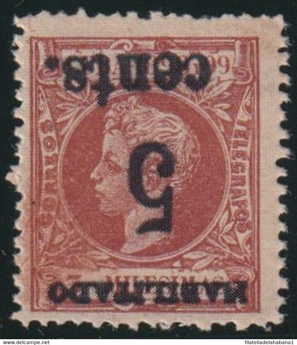 1899-606 CUBA 1899 US OCCUPATION. FORGERY PUERTO PRINCIPE. 2º ISSUE. 5c S. 3 Mls. INVERTED SURCHARGE SMALL NUMBER. - Unused Stamps