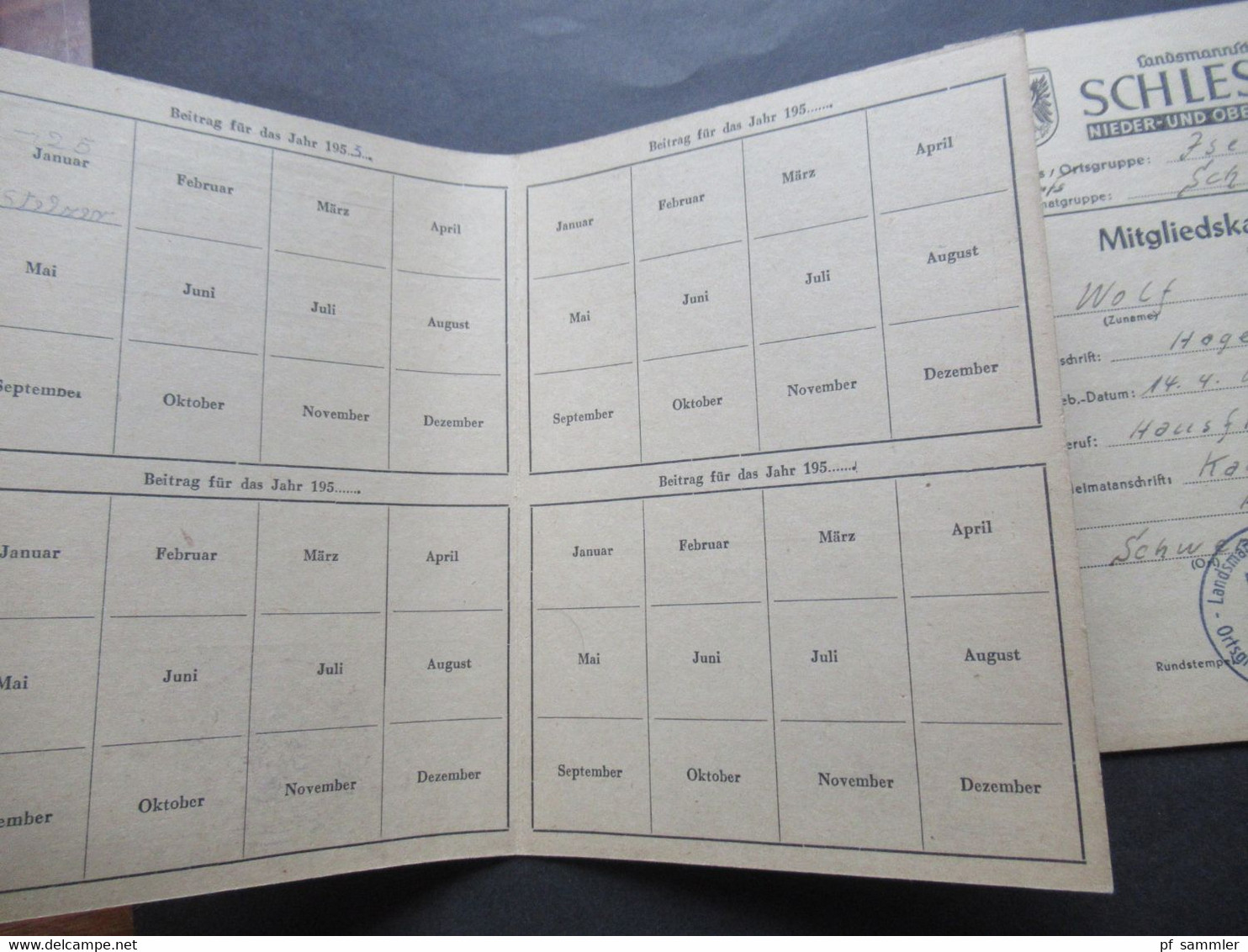 1953 2x Mitgliedskarte Landsmannschaft Schlesien Nieder Und Oberschlesien Kattowitz Ortsgruppe Schwerte - Cartes De Membre