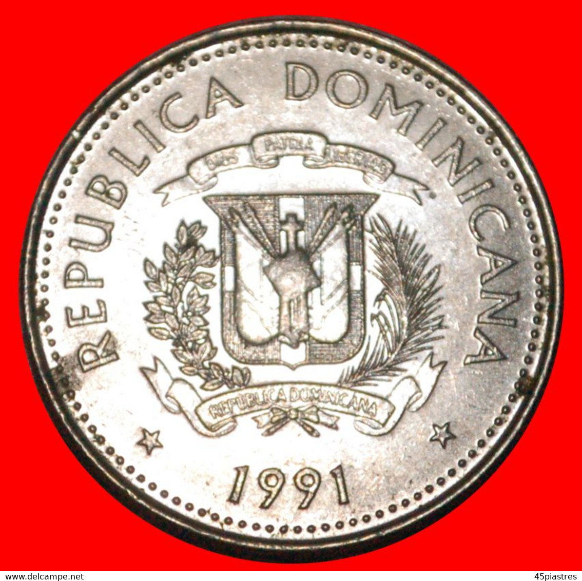 * CANADA (1989-1991): DOMINICAN REPUBLIC ★ 25 CENTAVOS 1991 MINT LUSTRE! OXEN! LOW START ★ NO RESERVE! - Dominikanische Rep.