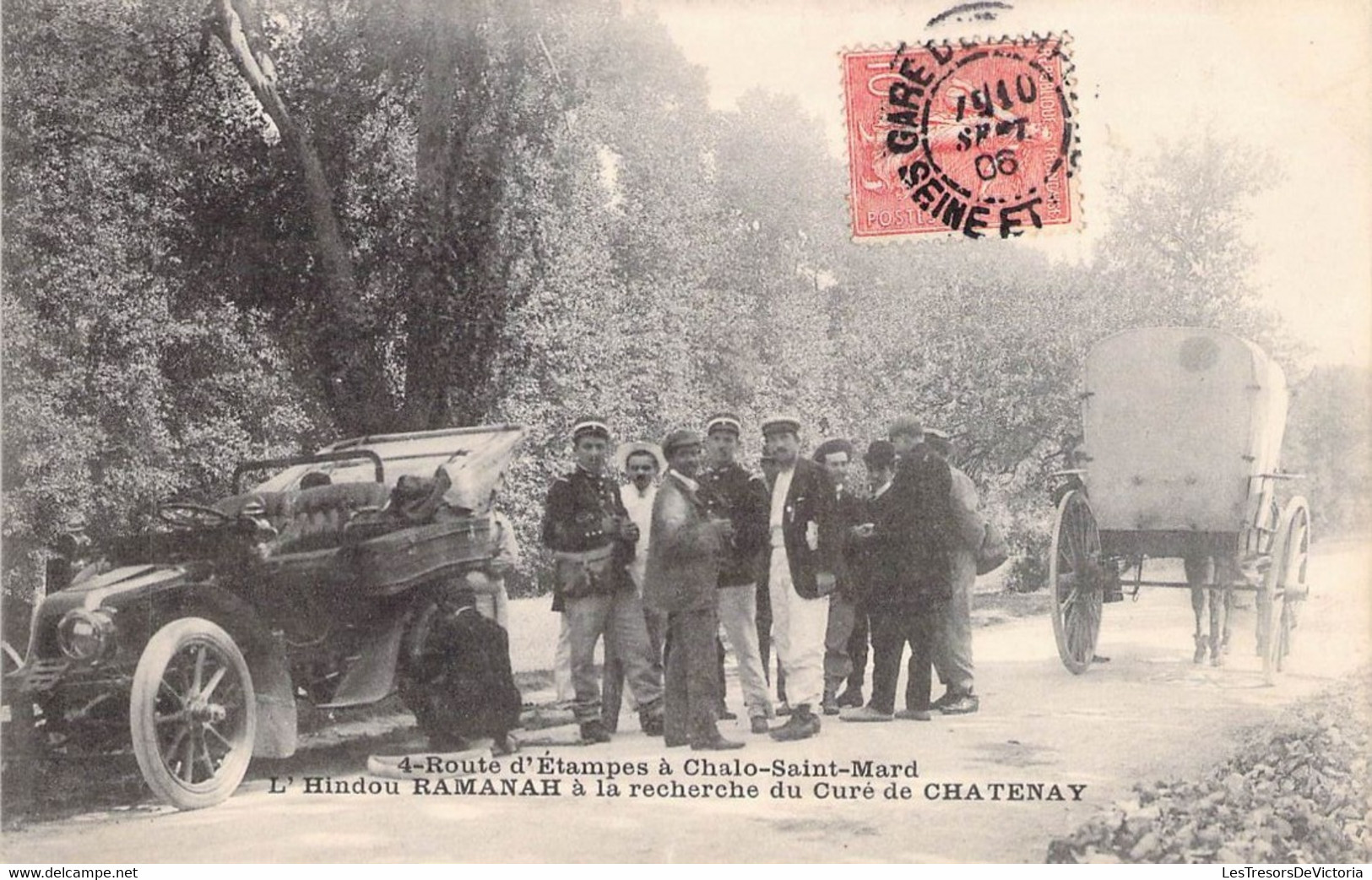 CPA Thèmes - Politique - Route D'Etampes - Chalo Saint Mard - L'Hindou Ramanah - Curé De Chatenay - Oblitéré 1906 - Events