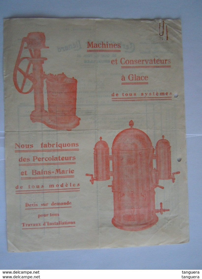 1937 Cerfontaine & Lienard Bruxelles épicerie Machines à Glace Pecrolateurs Et Bains-m Facture Pour Mont S/Marchiennes - Food