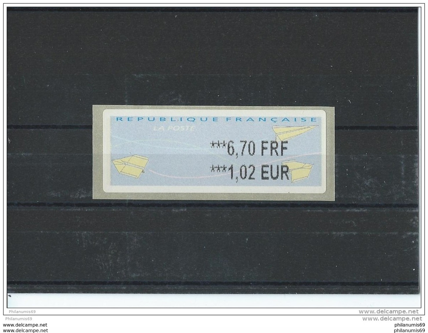 FRANCE - 2000 VIGNETTE 6,70 FRF/1,02 EUR - IMPRESSION EN NOIR ** LUXE - 2000 Type « Avions En Papier »