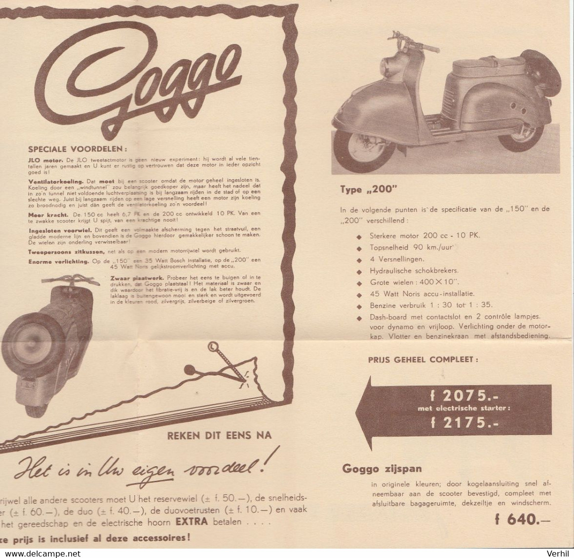 Goggo 1955 Scooter Moto Motorrad Motor Motorcycle Motorcycle Prospectus Folder Prospekt Brochure JLO 150 JLO 200 - Practical