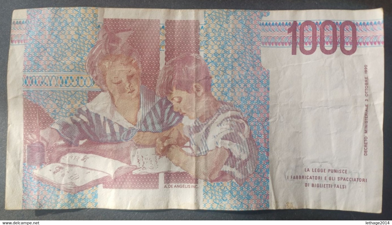 BANKNOTE ITALIA 1000 LIRE 1999 FAZIO AMICI CIRCULATED SERIE G - 1.000 Lire