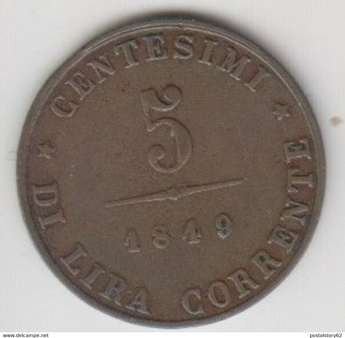 Venezia, Governo Provvisorio. 5 Centesimi 1849 Conservazione BB - Autres & Non Classés