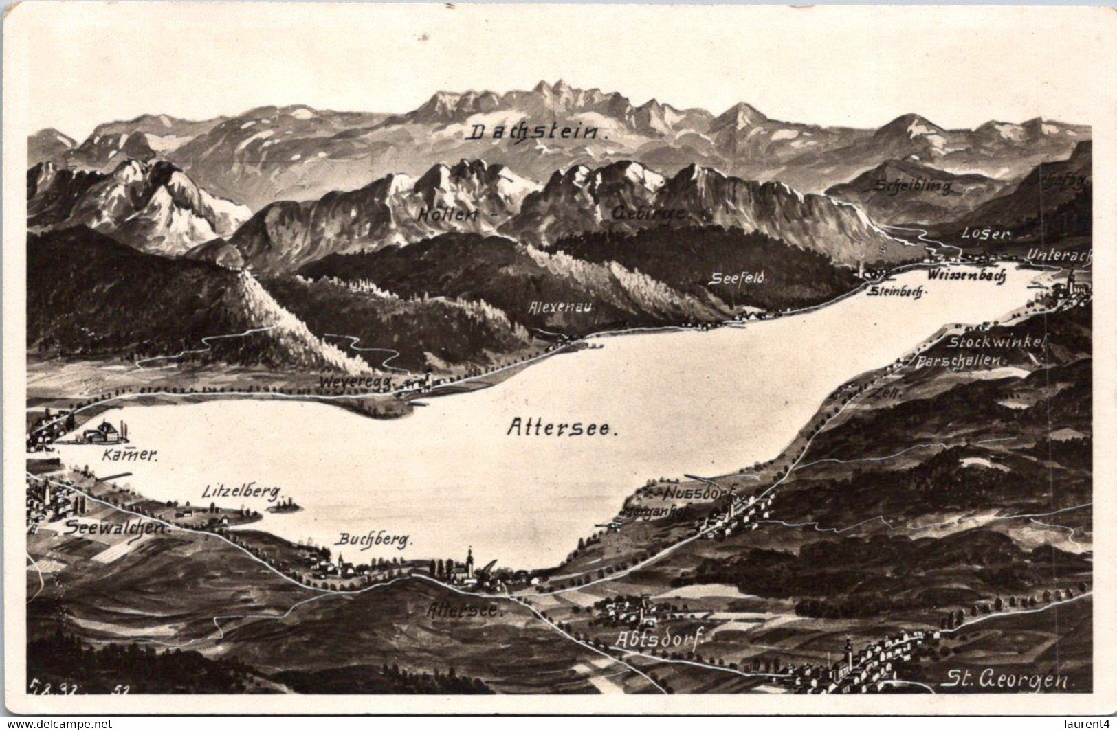 (3 N 8) VERY OLD - Austria (posted 1930) Attersee - Attersee-Orte