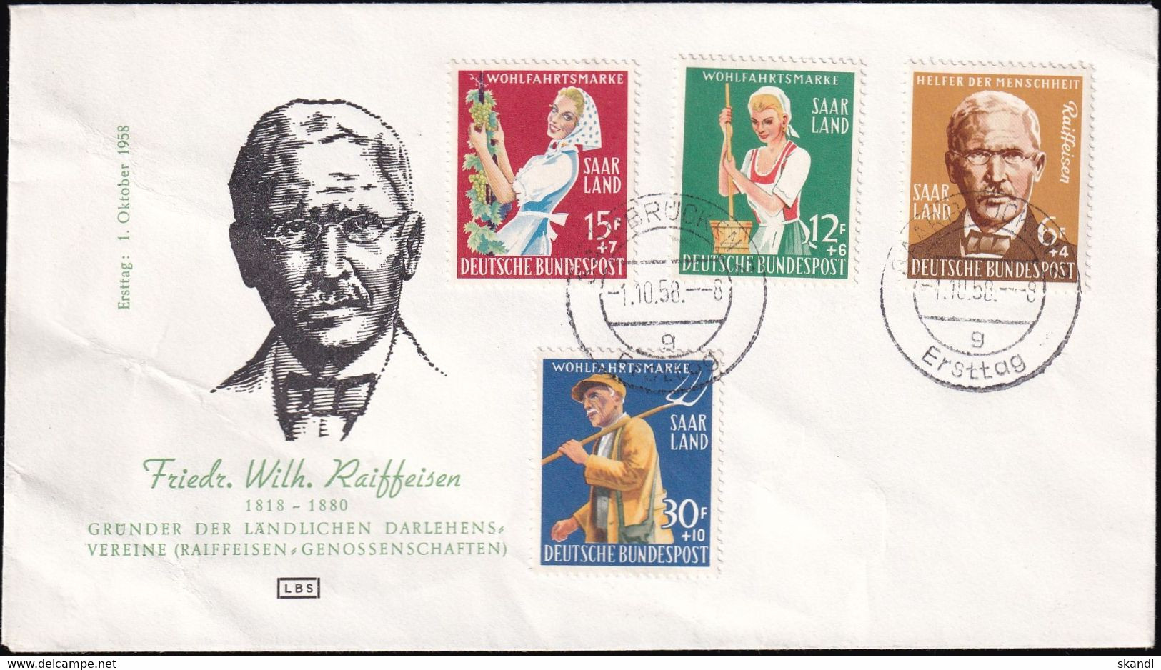 SAARLAND 1958 Mi-Nr. 441/44 FDC - Lettres & Documents