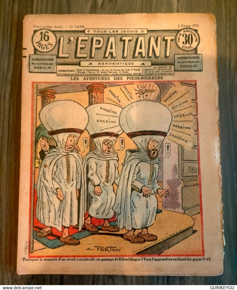 L'épatant N° 1279 LES PIEDS NICKELES FORTON  CALLAUD 02/02/1933  Dédé PASDEBILE DETECTIVE - Pieds Nickelés, Les