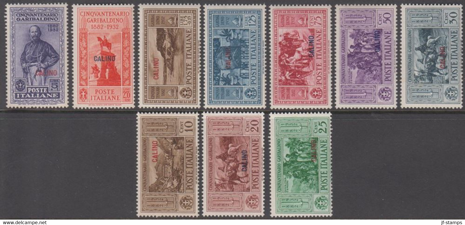 1932. Garibaldi. Complete Set With 10 Stamps. Overprinted CALINO.  (Michel 88-97 I) - JF141036 - Ägäis