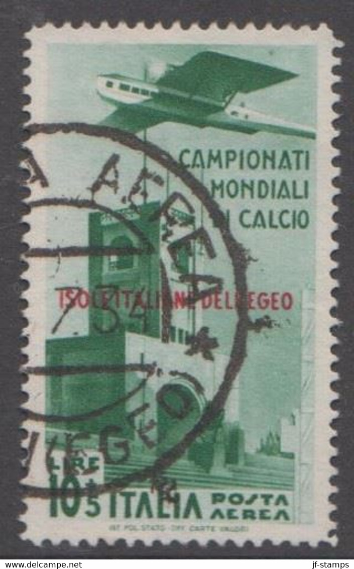 1934. Football World Cup In Italy. 10 LIRE + 5 LIRE. Overprinted ISOLE ITALIANE DELL' EGEO.  (Michel 145) - JF141050 - Ägäis