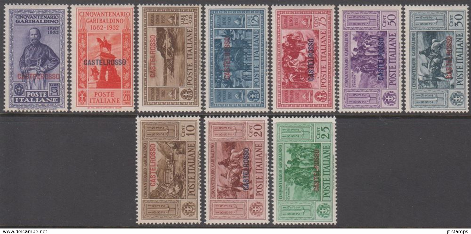 1932. Garibaldi. Overprinted CASTELROSSO. Complete Set With 10 Stamps. Unusual Offer.  (Michel 30-39) - JF141001 - Ägäis