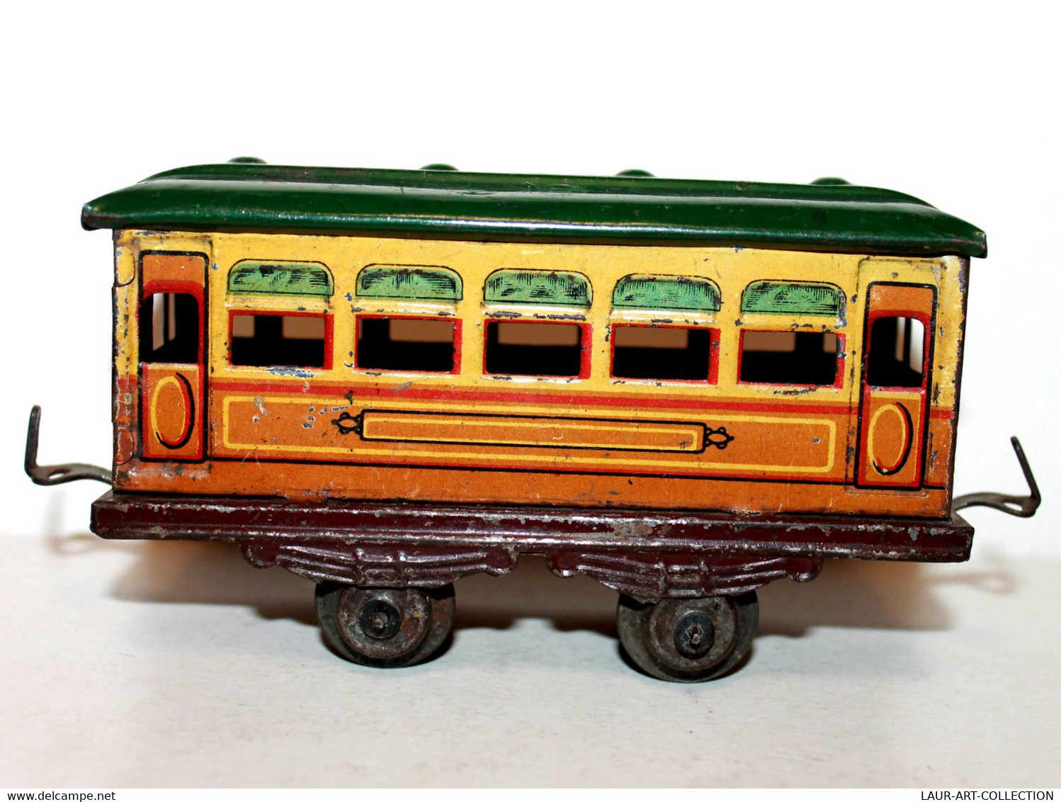 RARE ANCIEN WAGON MARCHANDISE / VOITURE VOYAGEUR EN METAL ECH:O MINIATURE TRAIN - MODELISME FERROVIAIRE (1712.51)