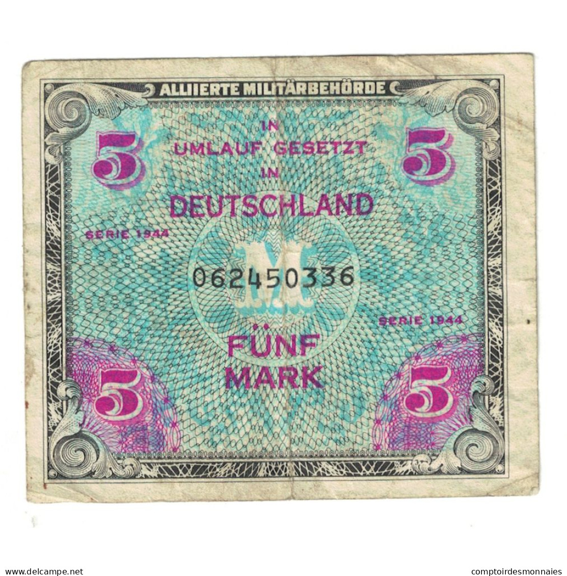 Billet, Allemagne, 5 Mark, 1944, Undated, KM:193a, TB - 5 Mark