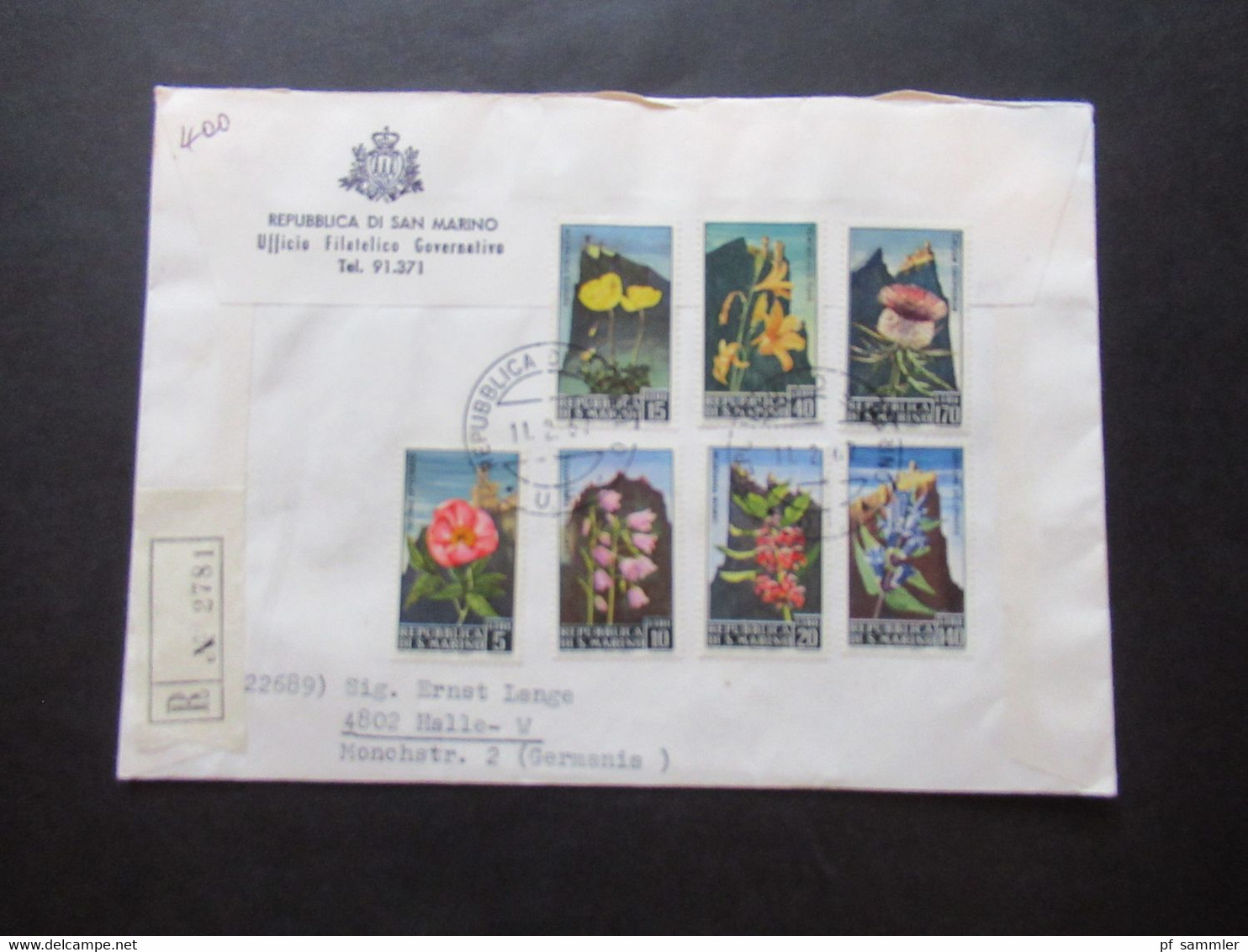 San Matino 1966 und 67 Ufficio Filatelico Governativo 2x Einschreiben / Reko Brief / FDC nach Halle Westfalen