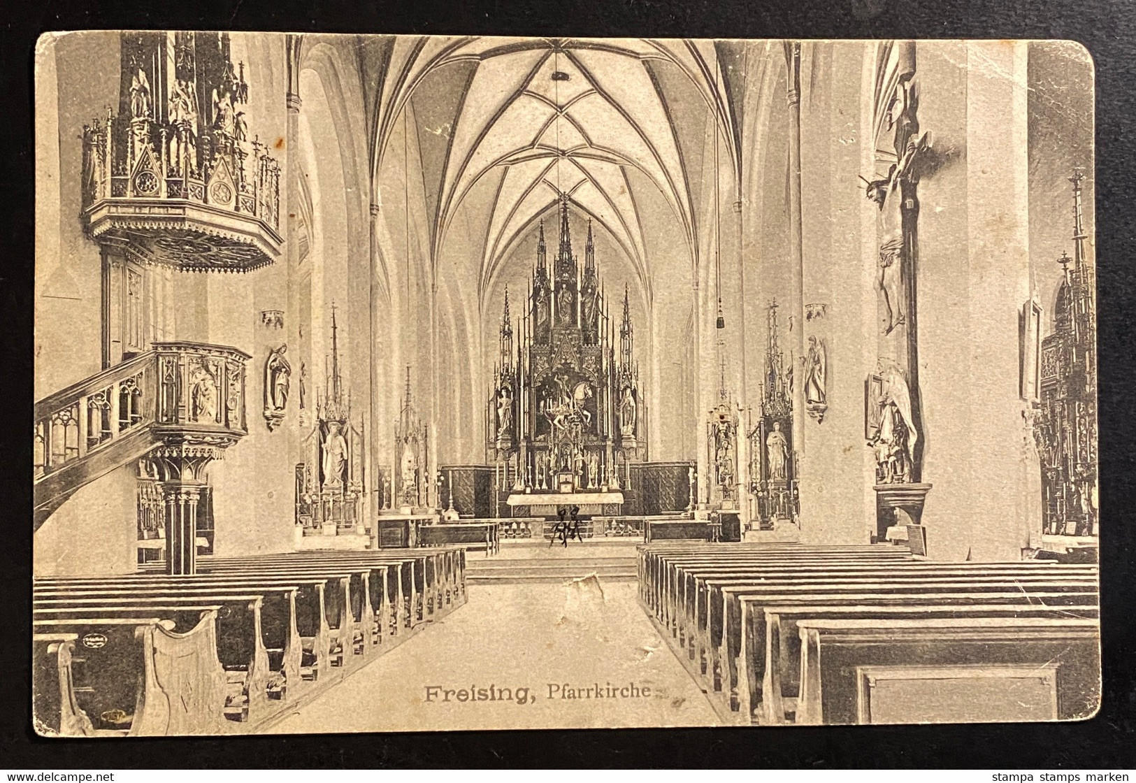 AK Litho Freising Oberbayern Pfarrkirche Altar Gestempelt/o Freising 1909 - Freising