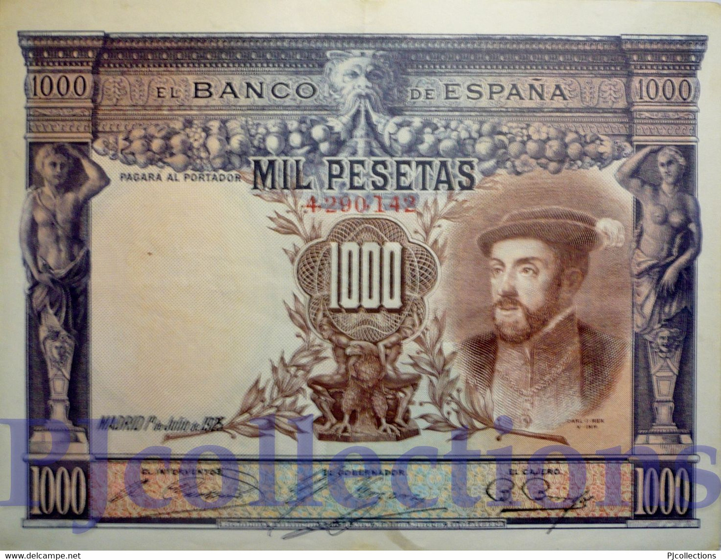 SPAIN 1000 PESETAS 1925 PICK 70c XF - 1000 Peseten