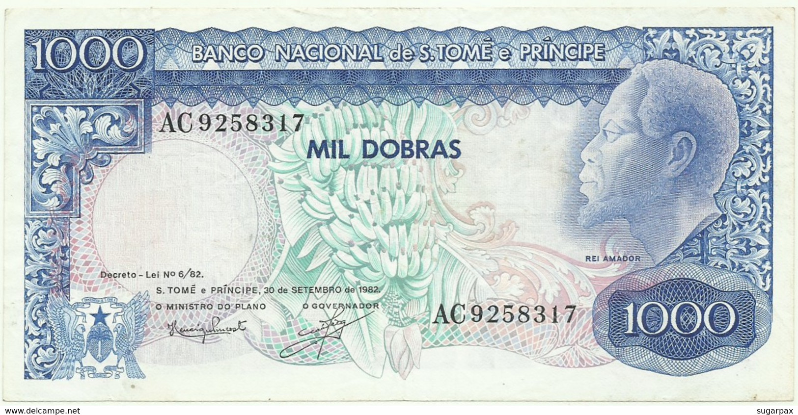 SAINT THOMAS & PRINCE - 1000 DOBRAS - 30.09.1982 - P 59 - REI AMADOR - 1.000 - São Tomé U. Príncipe