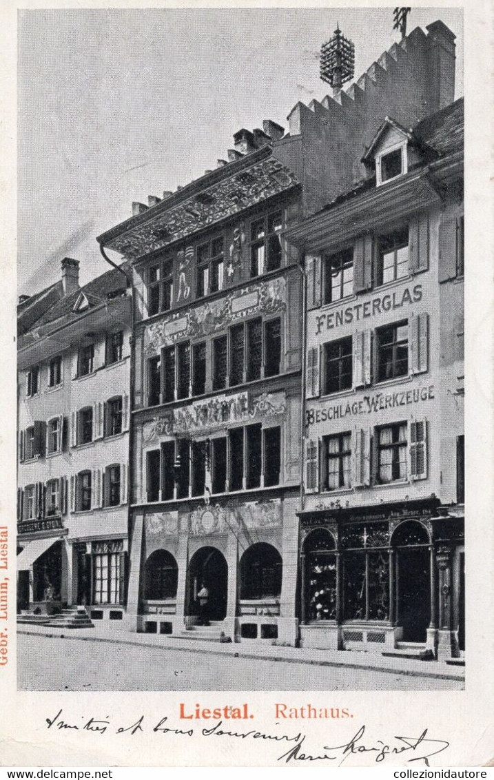 SWITZERLAND - LIESTAL - RATHAUS - CARTOLINA FP SPEDITA NEL 1904 - FENSTERGLAS - Liestal