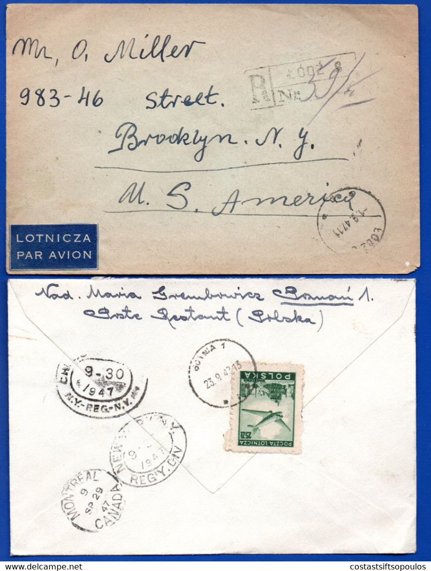 1304. POLAND 1946-1947 4 INTERESTING COVERS TO U.S.A. LOT,4 SCANS - Brieven En Documenten