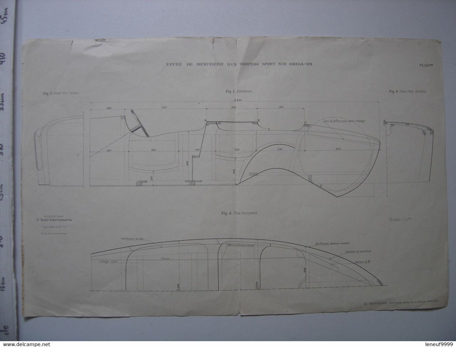 LOT De 2 Gravures Planches L'AUTO CARROSSERIE 58 Epure De Menuiserie ART DECO - Machines