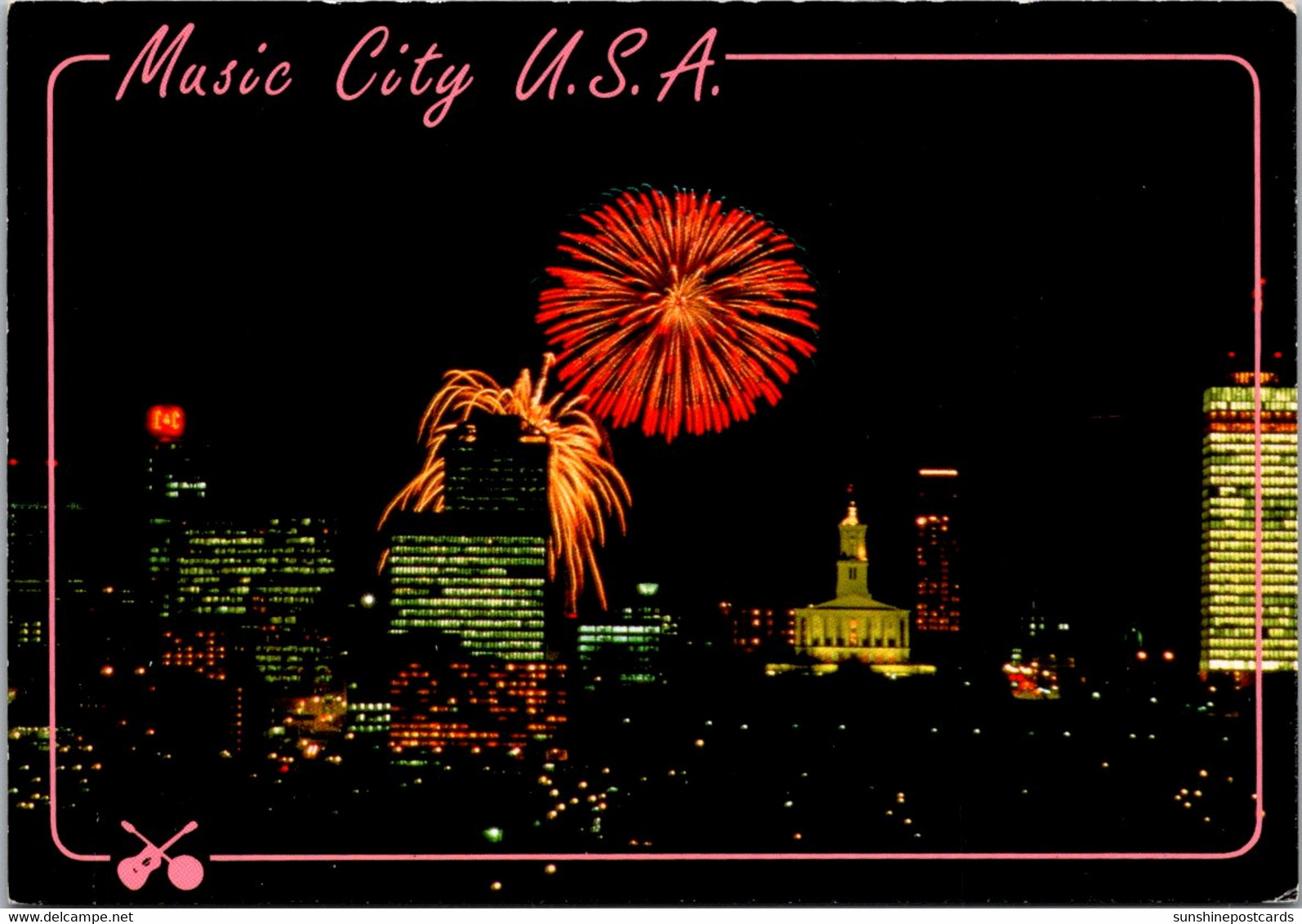 Tennessee Nashville Skyline At Night With Fireworks - Nashville