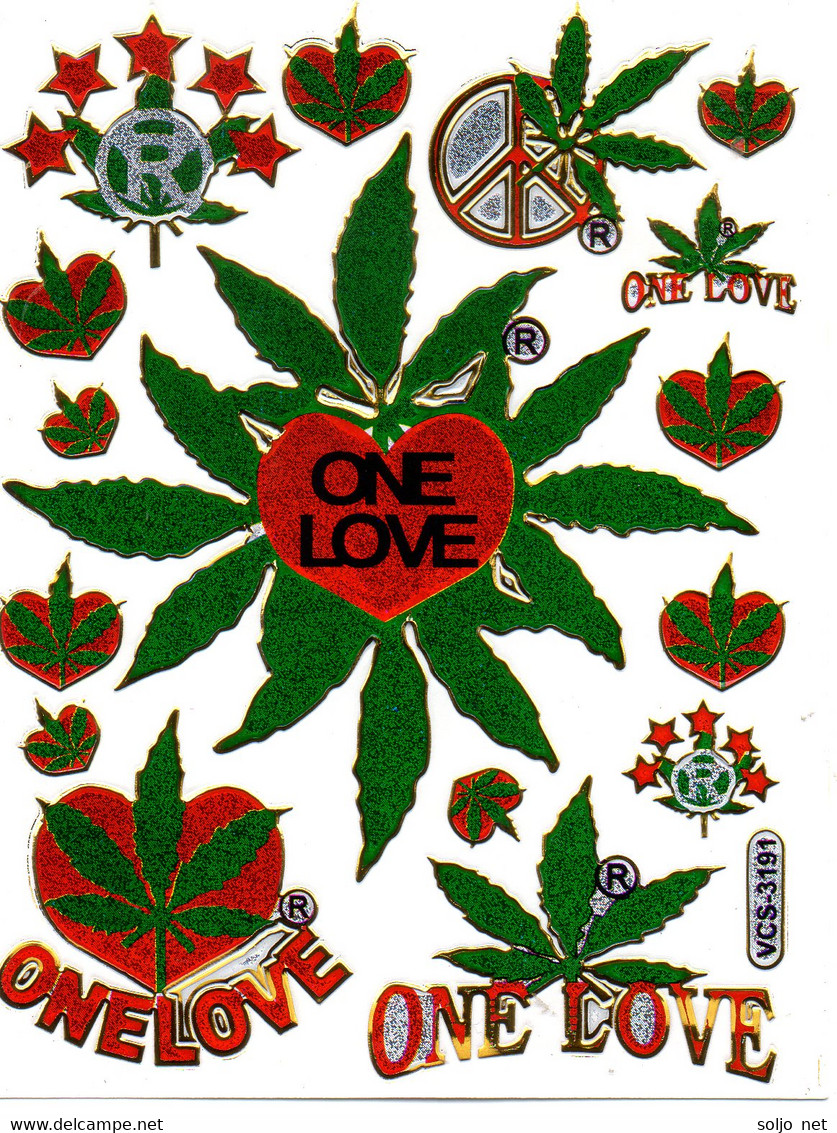Cannabis Gras Aufkleber Metallic Look / Weed Sticker 1 Sheet - Scrapbooking