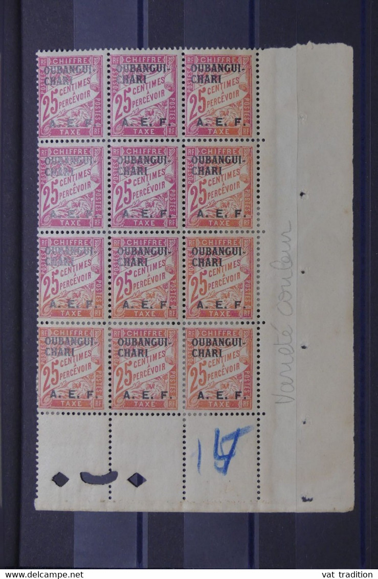 OUBANGUI - Taxe N° Yvert 4 En Bloc De 12 Coin De Feuille Avec Variété De Couleur - Orange Tenant à Rose  - L 137268 - Nuovi