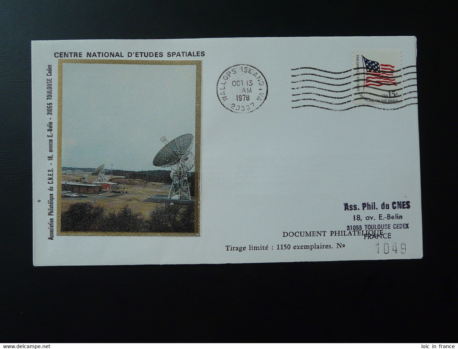 Lettre Cover Espace Space CNES NASA Station De Wallops Island USA 1978 - América Del Norte