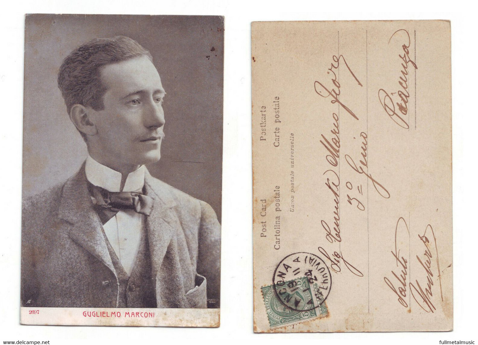 Guglielmo Marconi Personaggi Famosi Ritratto - 2697 Viaggiata Anni '10 Alterocca A Mario Fiore Eroe Di Nervesa 1911 - Prix Nobel