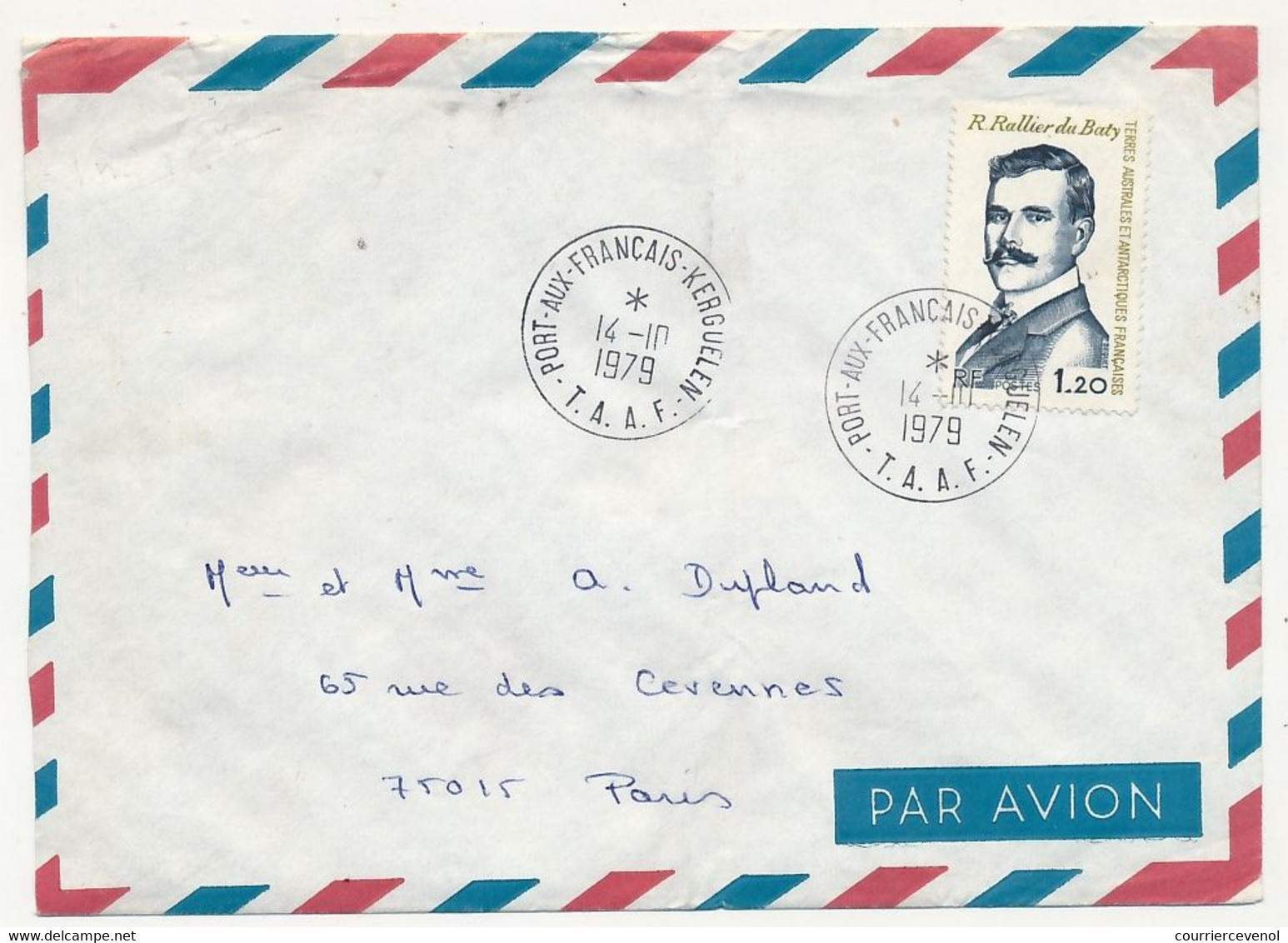 TAAF - Env. Affr.1,20 R. Rallier Du Baty - Port Aux Français-Kerguelen - 14/10/1979 - Lettres & Documents