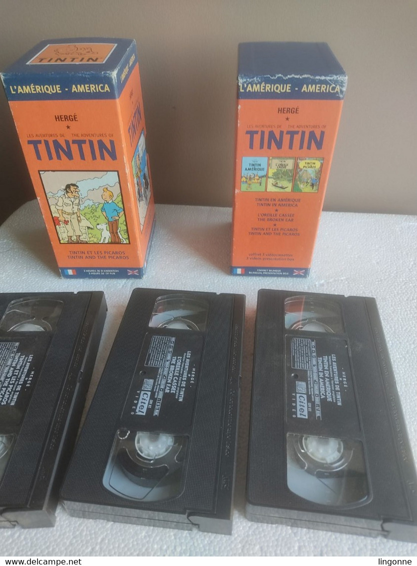 1999 TINTIN En AMERIQUE L'OREILLE CASSEE TINTIN Et Les PICAROS COFFRET De 3 VHS Secam EDITION SPECIALE - Video En DVD